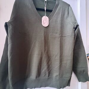 Amazon Women's Olive V-Neck Sweater